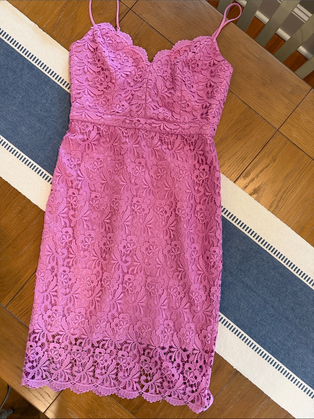 J. Crew Pink Lace Midi Dress with Sweetheart Neckline, Size 2